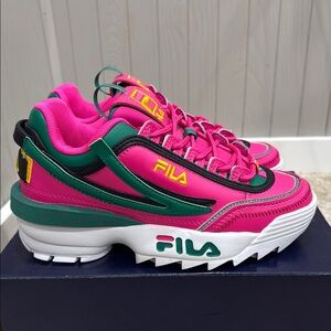 Fila Women's Pink and Green Sneakers